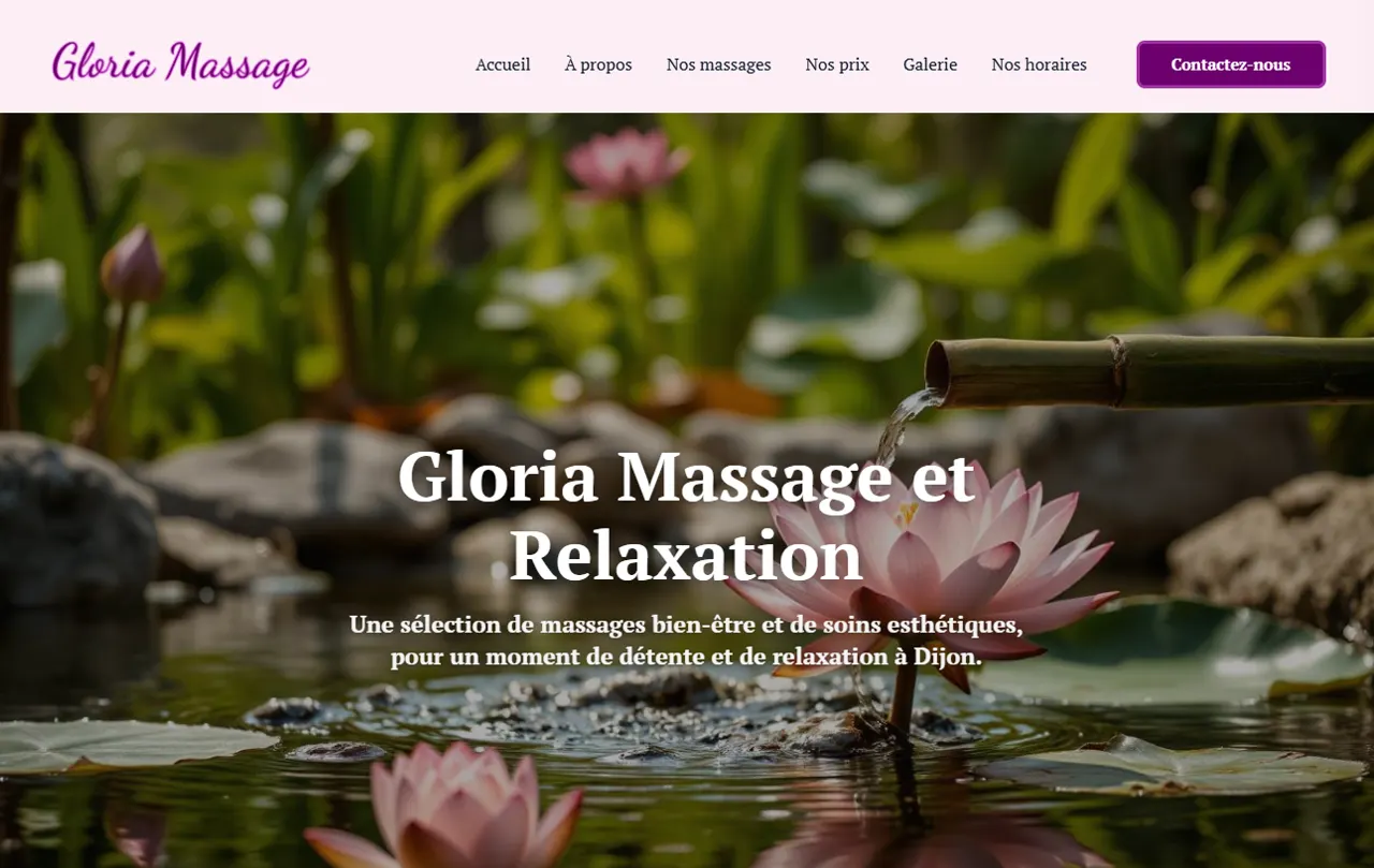 Aperçu du site Gloria Massage, réalisé par Tech For You